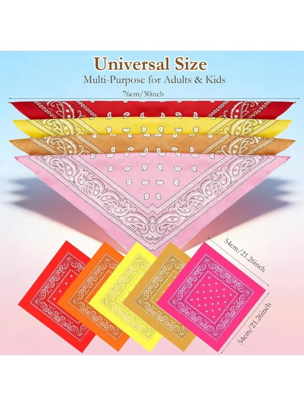 100 Pack Paisley Bandanas - Multipurpose Headwraps, Cowboy Scarves & Face Covers
